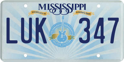MS license plate LUK347