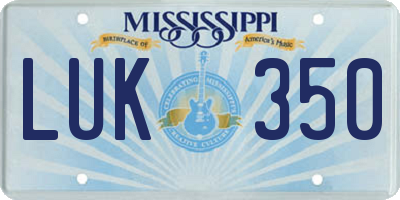 MS license plate LUK350