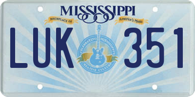 MS license plate LUK351