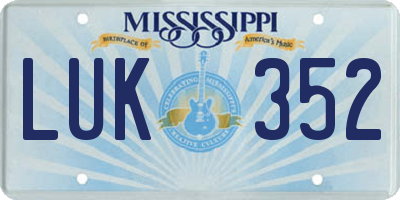 MS license plate LUK352