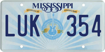MS license plate LUK354