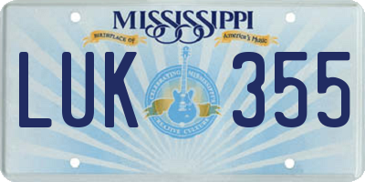 MS license plate LUK355