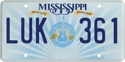 MS license plate LUK361