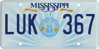MS license plate LUK367