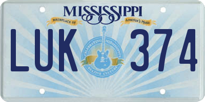 MS license plate LUK374