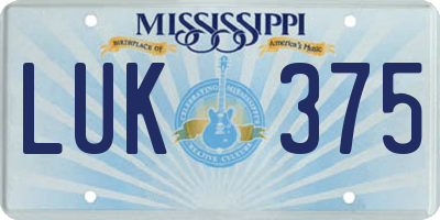 MS license plate LUK375