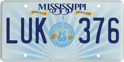 MS license plate LUK376