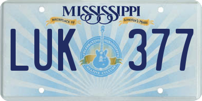 MS license plate LUK377