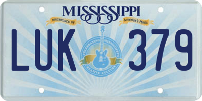 MS license plate LUK379