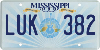 MS license plate LUK382