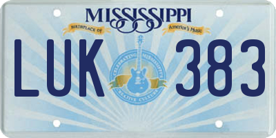 MS license plate LUK383