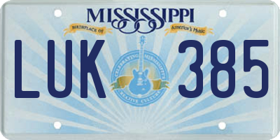 MS license plate LUK385