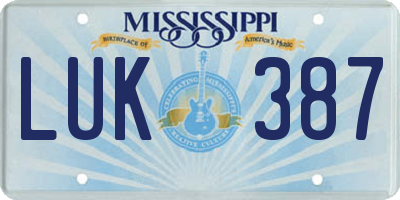 MS license plate LUK387