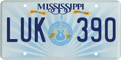 MS license plate LUK390