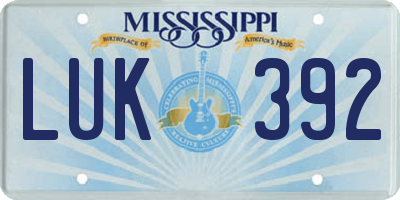 MS license plate LUK392