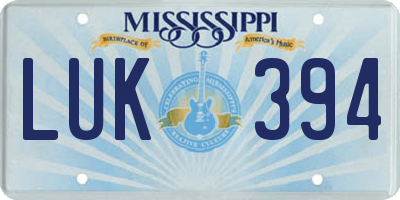 MS license plate LUK394