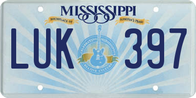 MS license plate LUK397