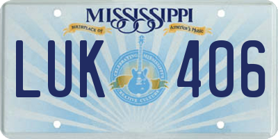 MS license plate LUK406