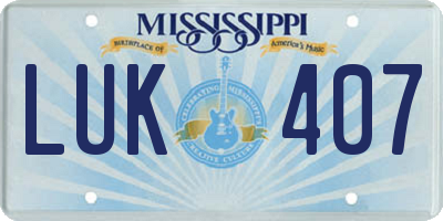 MS license plate LUK407