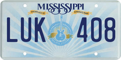 MS license plate LUK408