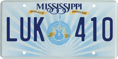 MS license plate LUK410
