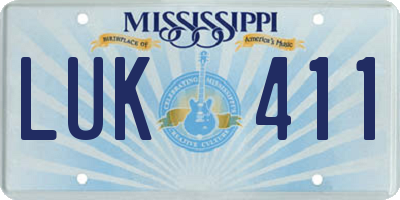 MS license plate LUK411