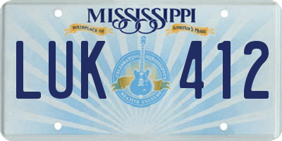 MS license plate LUK412