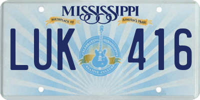 MS license plate LUK416