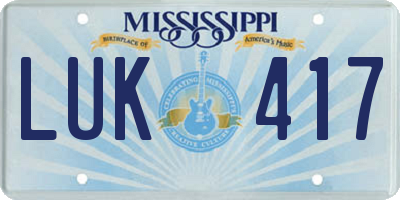 MS license plate LUK417