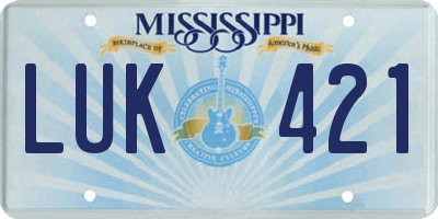 MS license plate LUK421