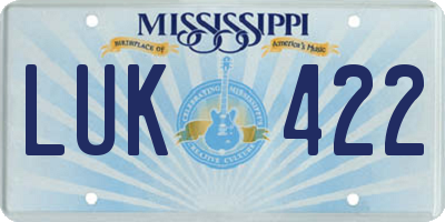 MS license plate LUK422