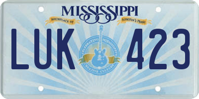 MS license plate LUK423
