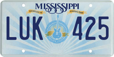 MS license plate LUK425
