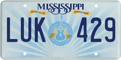 MS license plate LUK429