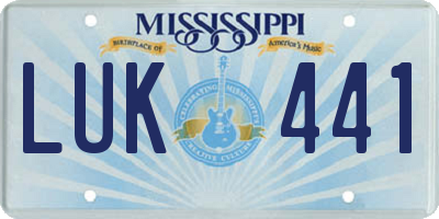 MS license plate LUK441