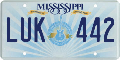 MS license plate LUK442