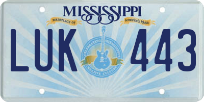 MS license plate LUK443