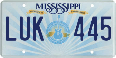MS license plate LUK445