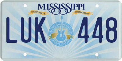 MS license plate LUK448