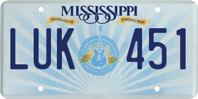MS license plate LUK451