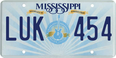 MS license plate LUK454