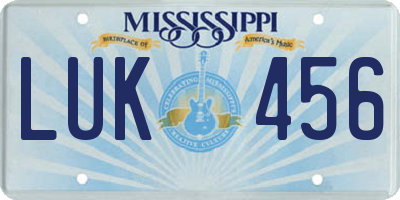 MS license plate LUK456