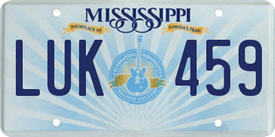 MS license plate LUK459