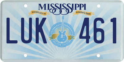 MS license plate LUK461