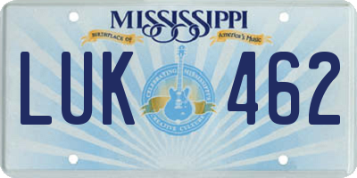 MS license plate LUK462