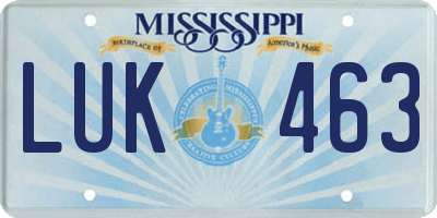 MS license plate LUK463