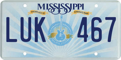MS license plate LUK467