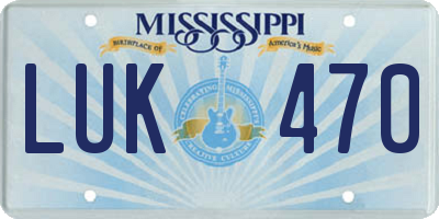 MS license plate LUK470
