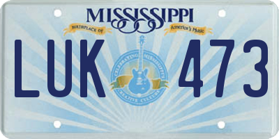 MS license plate LUK473
