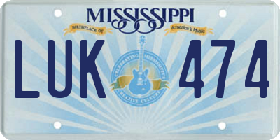 MS license plate LUK474